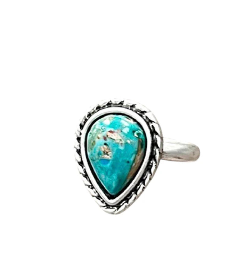 12mm Drop Gemstone Adjustable Ring