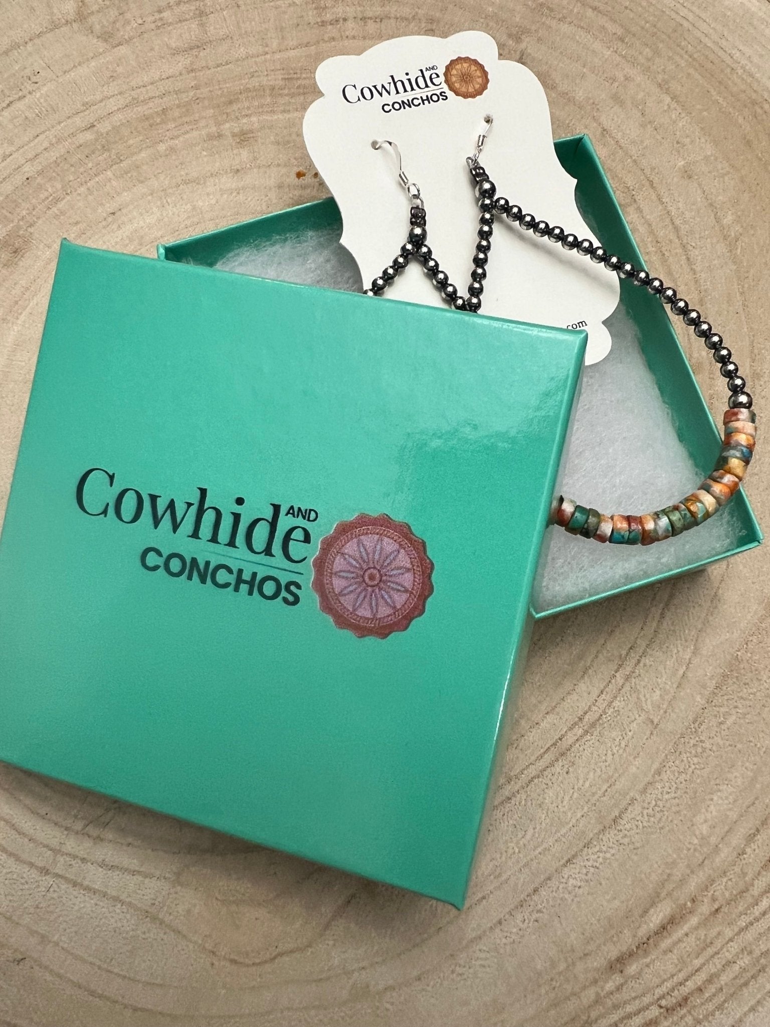 3mm Sterling Pearl Teardrop Earrings with Spiny Oyster & Turquoise — 4 inch drop (Made in USA)