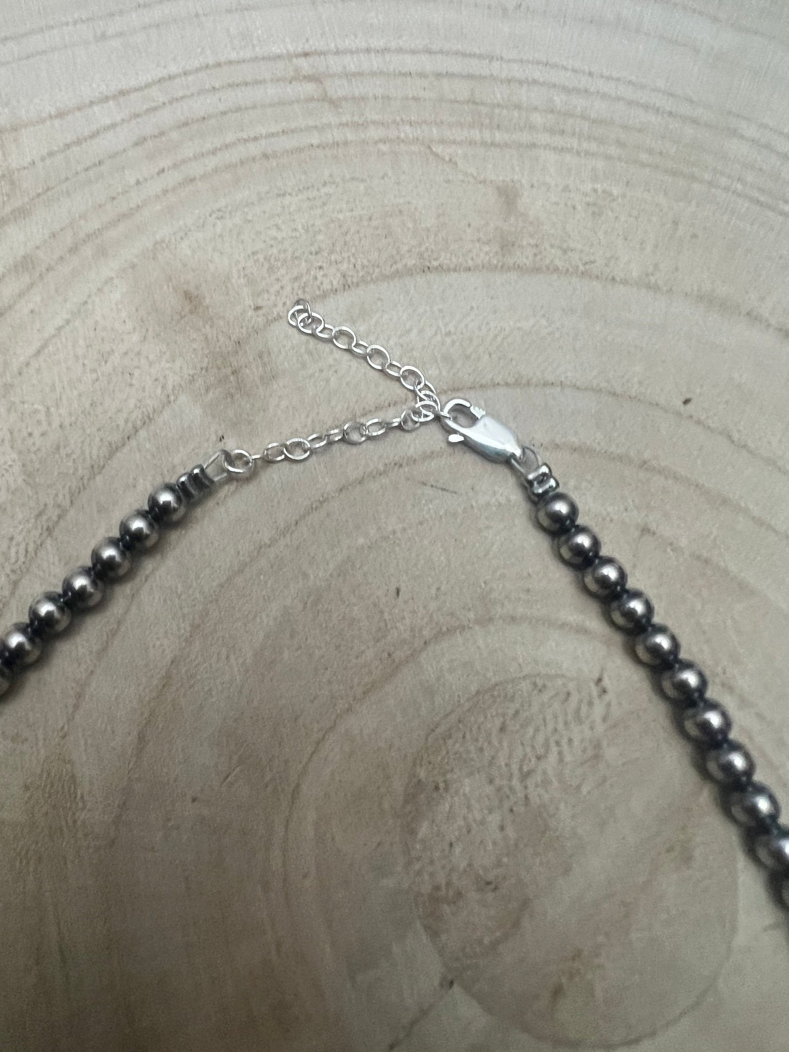 4mm & 5mm Sterling Pearl & Turquoise Choker — 15 inch (Handmade in North Texas)