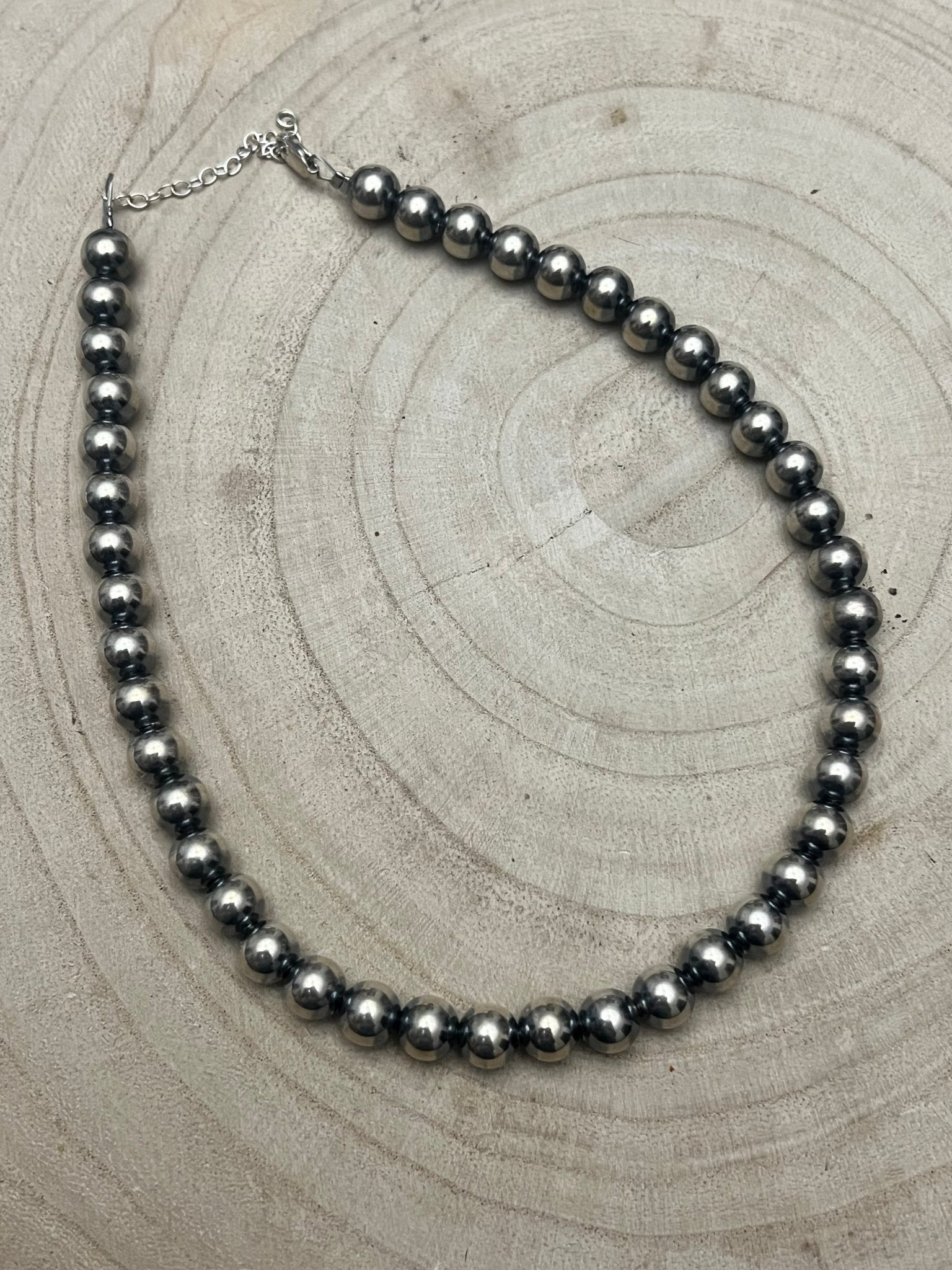8mm Sterling Pearl Necklace — 14 inch