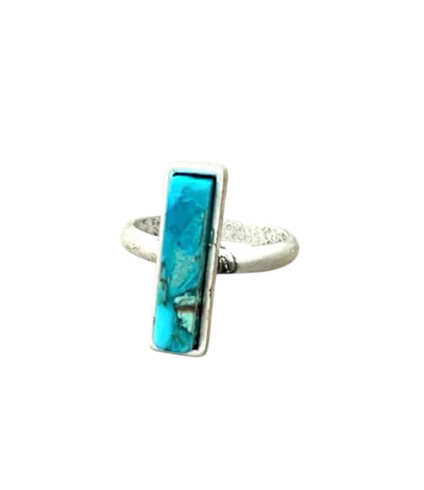 18mm Side Bar Gemstone Adjustable Ring