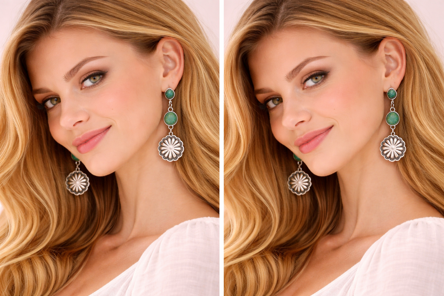 Concho Earrings | Concho Green Stud Earrings
