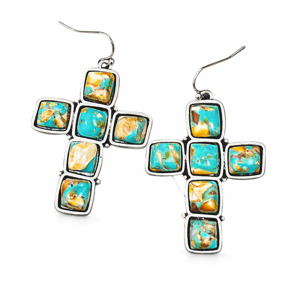 Cross Earrings | Cross Gemstone Earrings