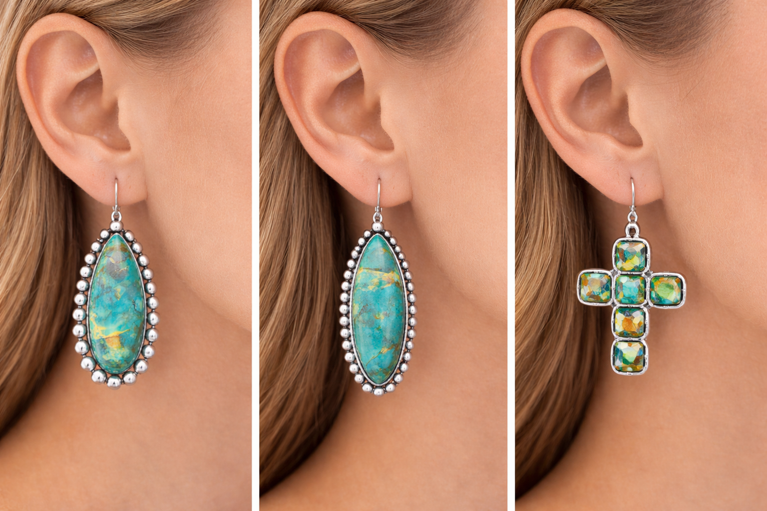 Cross Earrings | Cross Gemstone Earrings