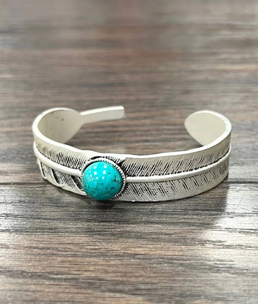 Feather Turquoise Cuff Bracelet