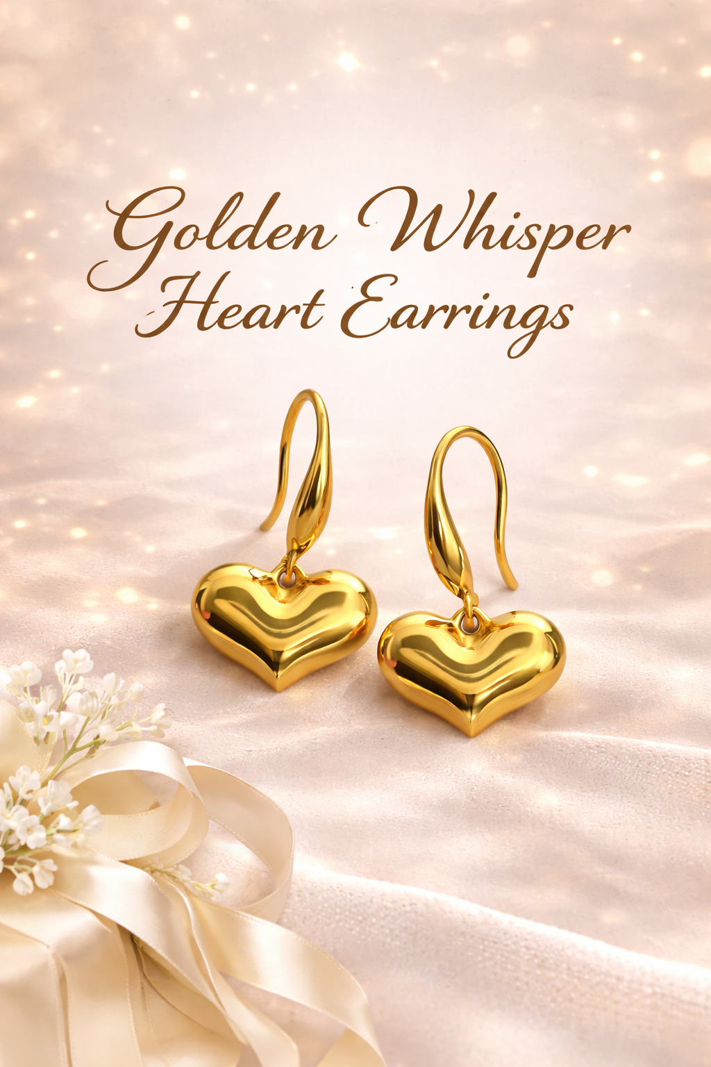 Golden Whisper Heart Earrings | Minimalist Jewelry | Vibellejewels