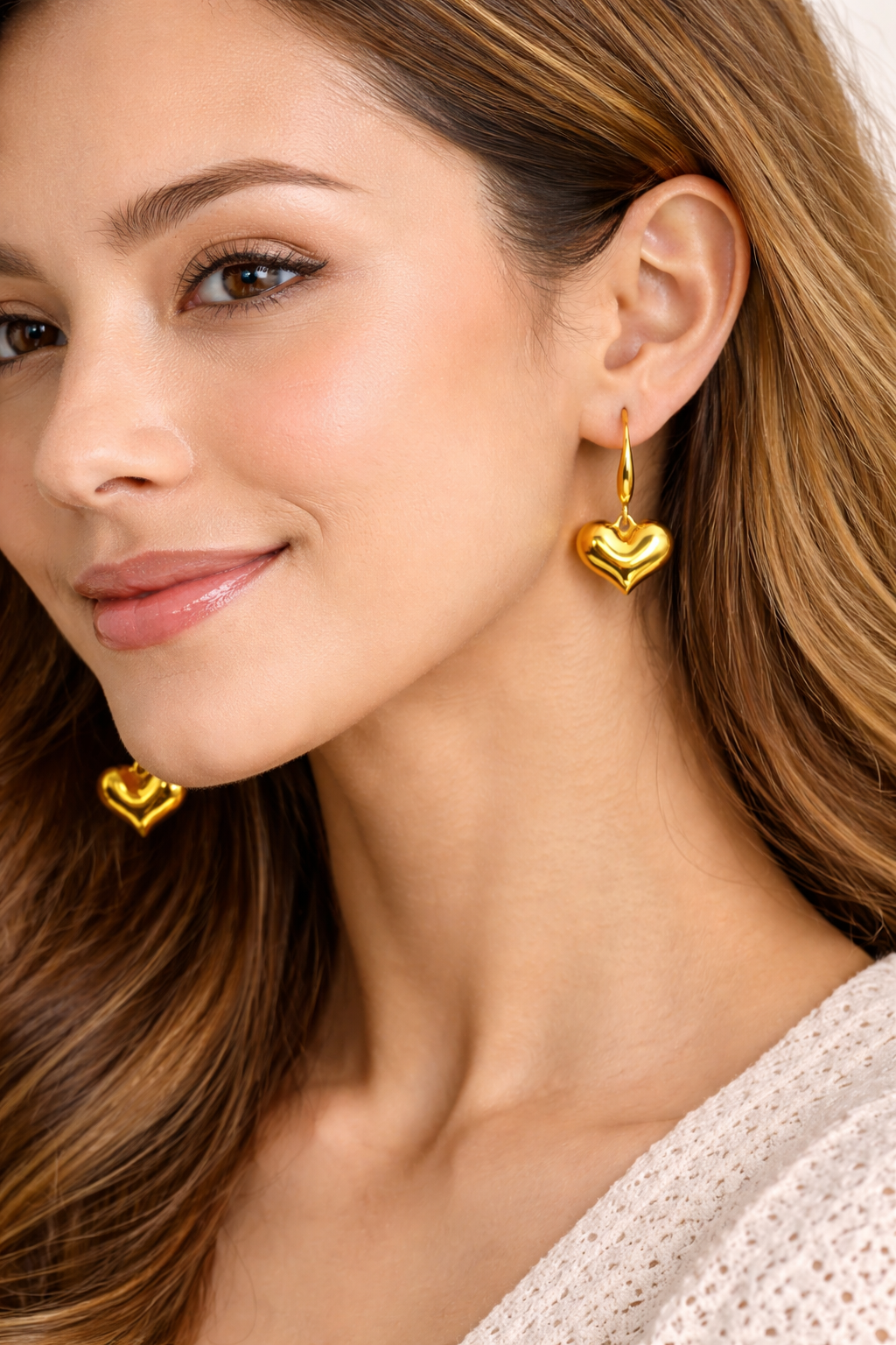 Golden Whisper Heart Earrings | Minimalist Jewelry | Vibellejewels