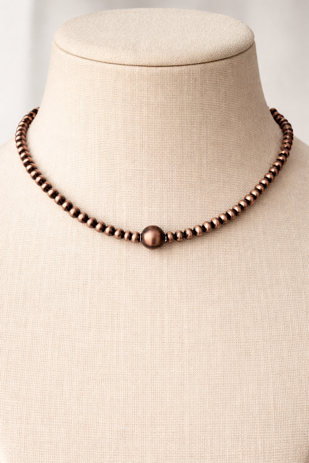 Handmade 16" Copper Navajo Bead Necklace