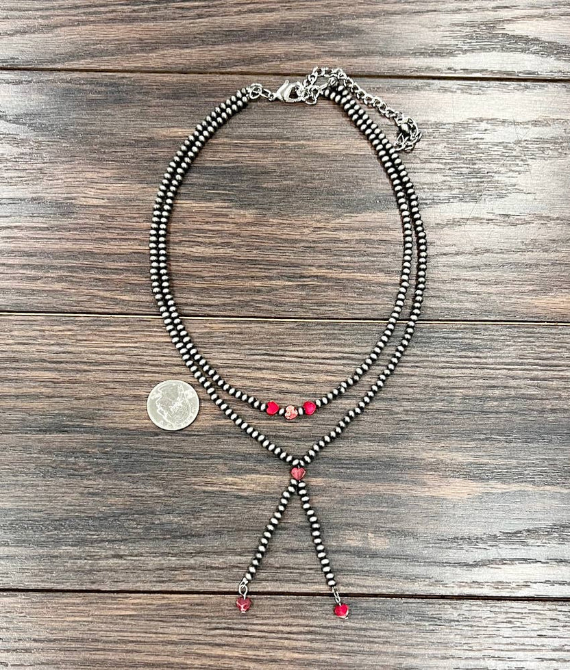 Handmade 18" Navajo Heart Gemstone Tassel Y-Necklace