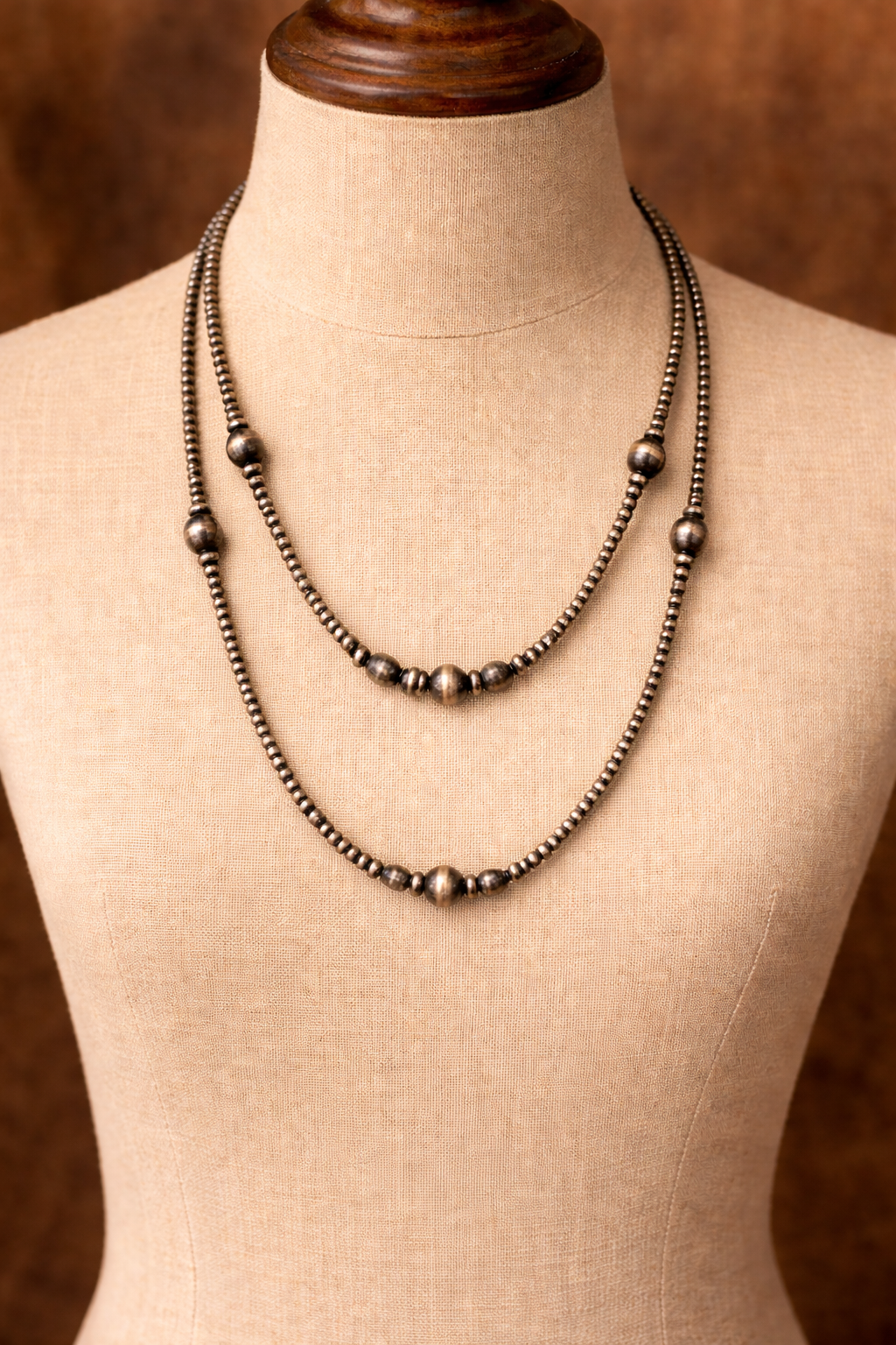 Handmade 34" Copper Navajo Bead Necklace