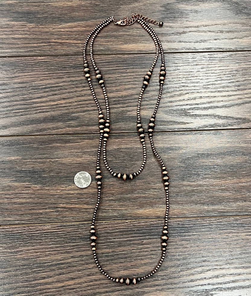 Handmade 36" Copper Navajo Bead Necklace