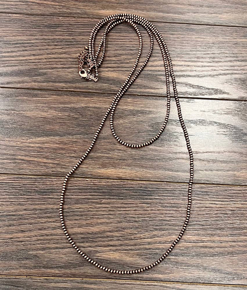 Handmade 46" Copper Navajo Bead Necklace