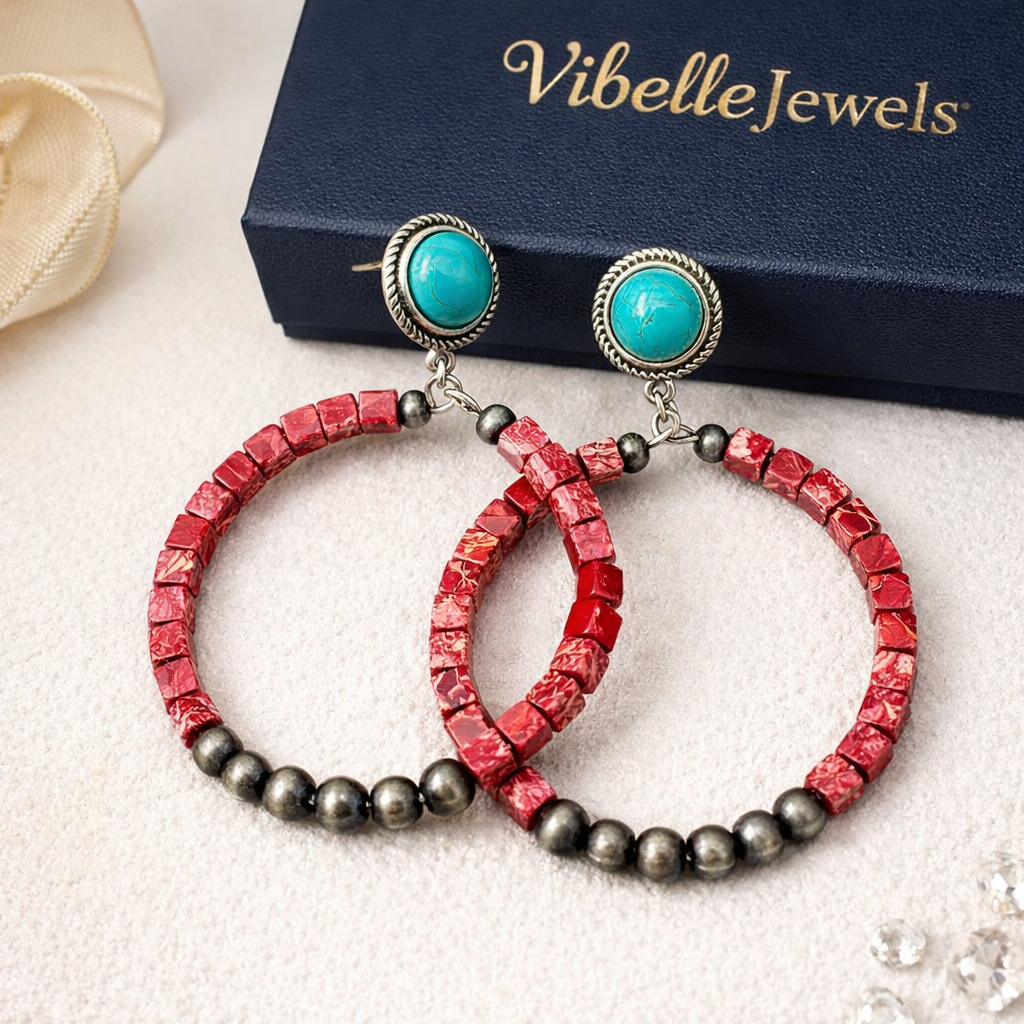 Handmade Gemstone Hoop Post Earrings