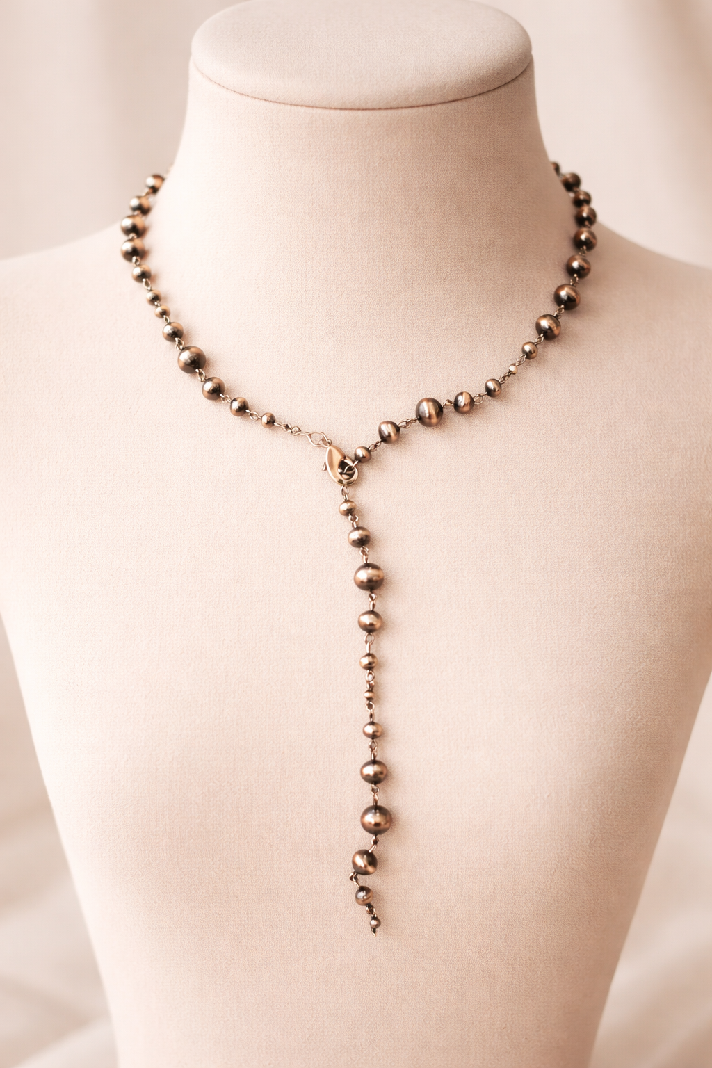 Handmade Lariat Copper Navajo Bead Necklace