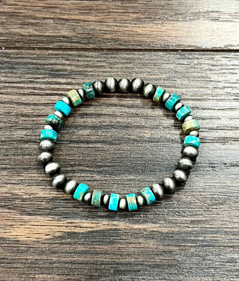 Handmade Navajo Gemstone Stretch Bracelet