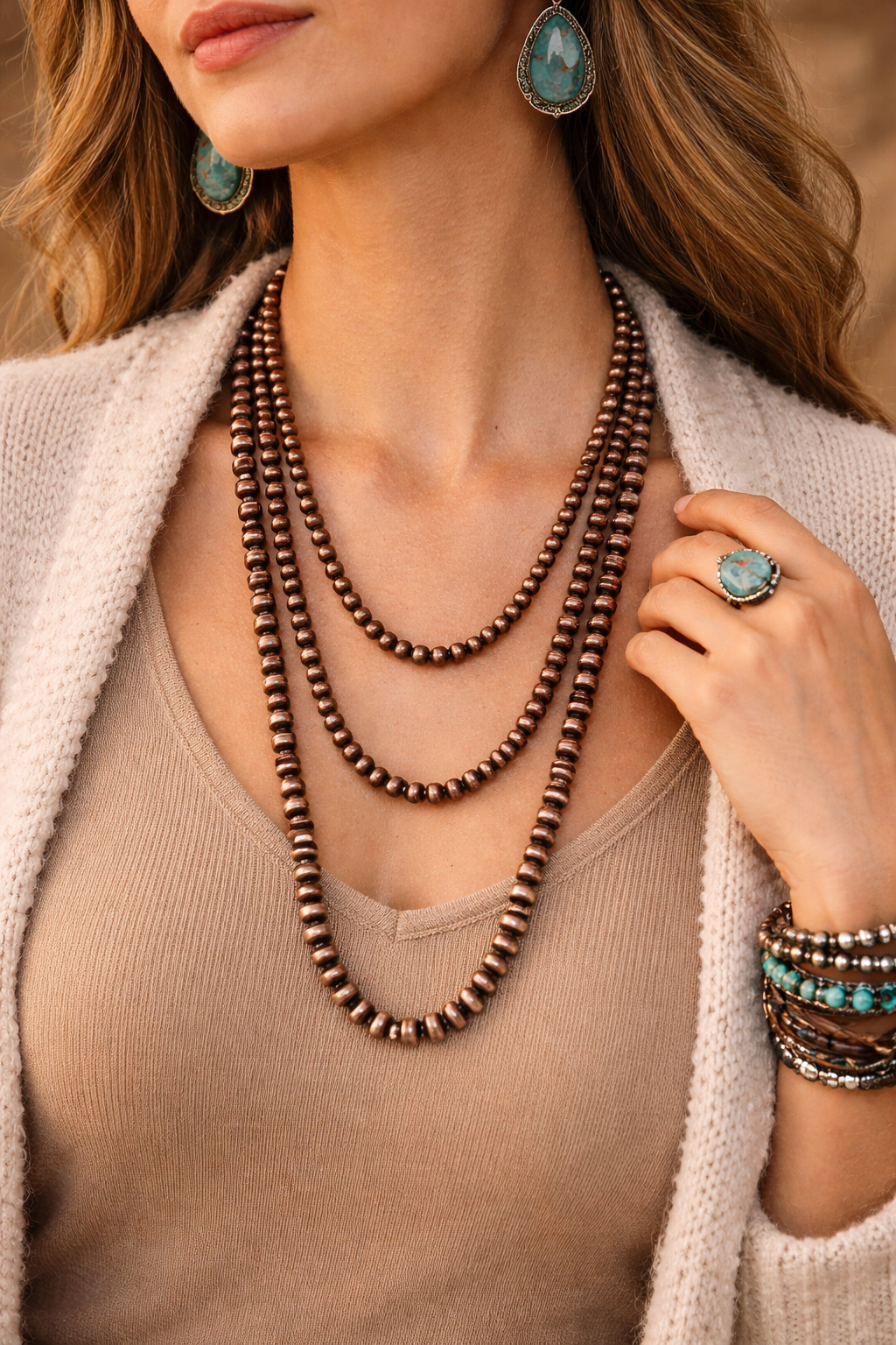 Handmade Rondelle Copper Navajo Bead Necklace