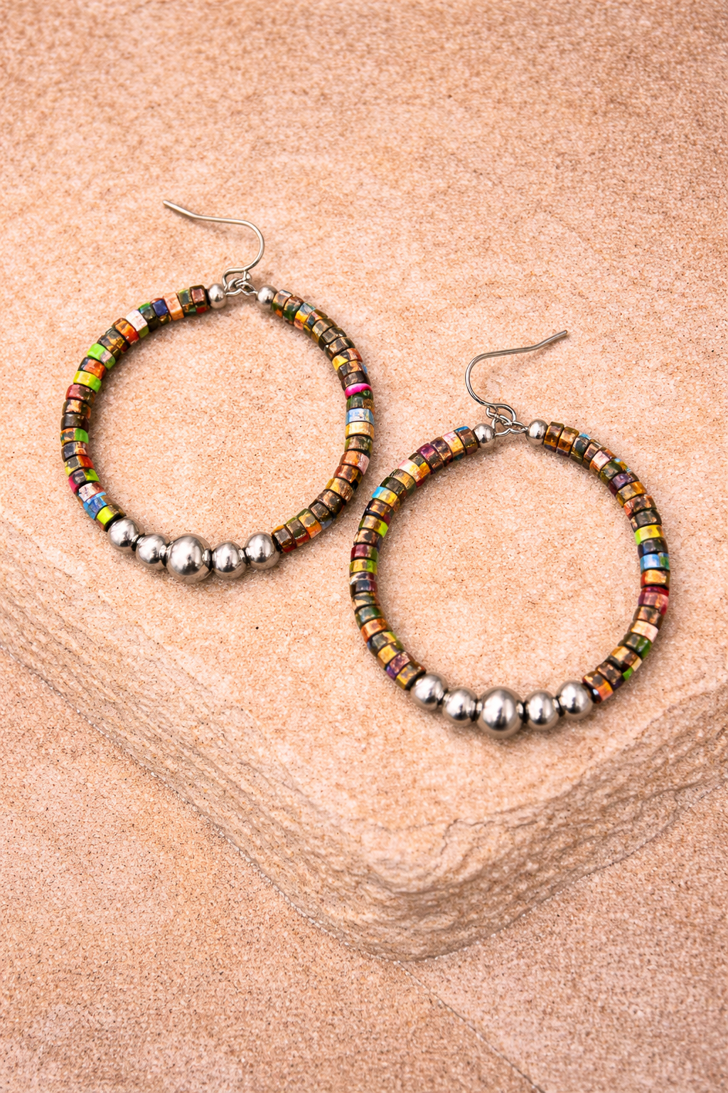 Hoop Earrings | Handmade 45mm, 6mm Bead Earrings