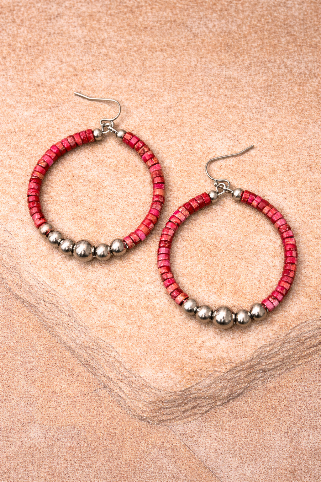 Hoop Earrings | Handmade 45mm, 6mm Bead Earrings