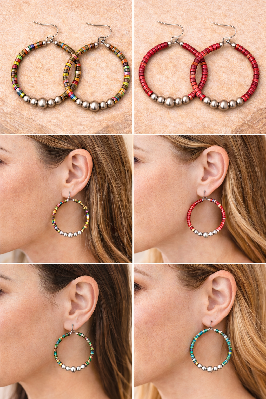Hoop Earrings | Handmade 45mm, 6mm Bead Earrings