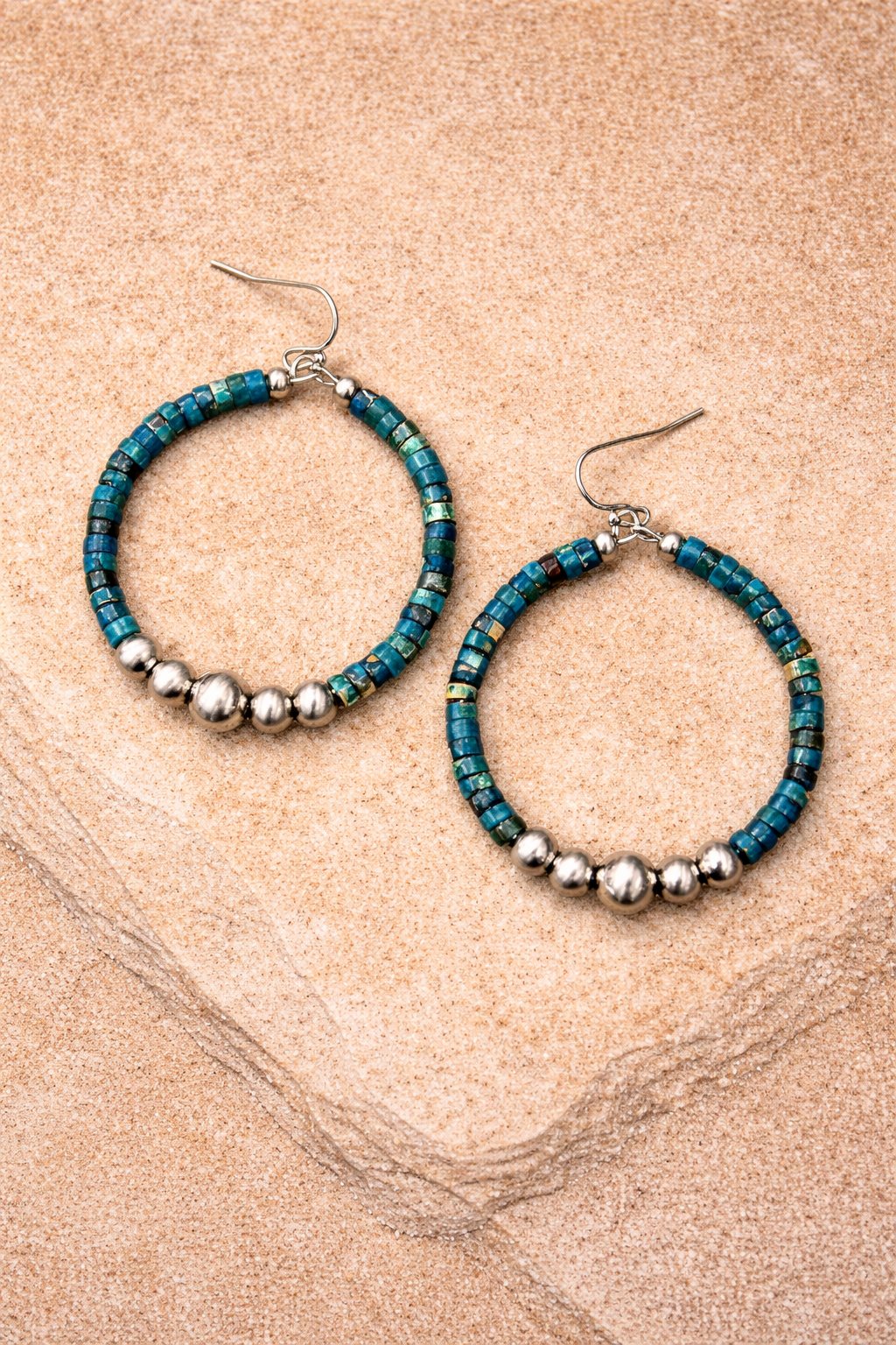 Hoop Earrings | Handmade 45mm, 6mm Bead Earrings