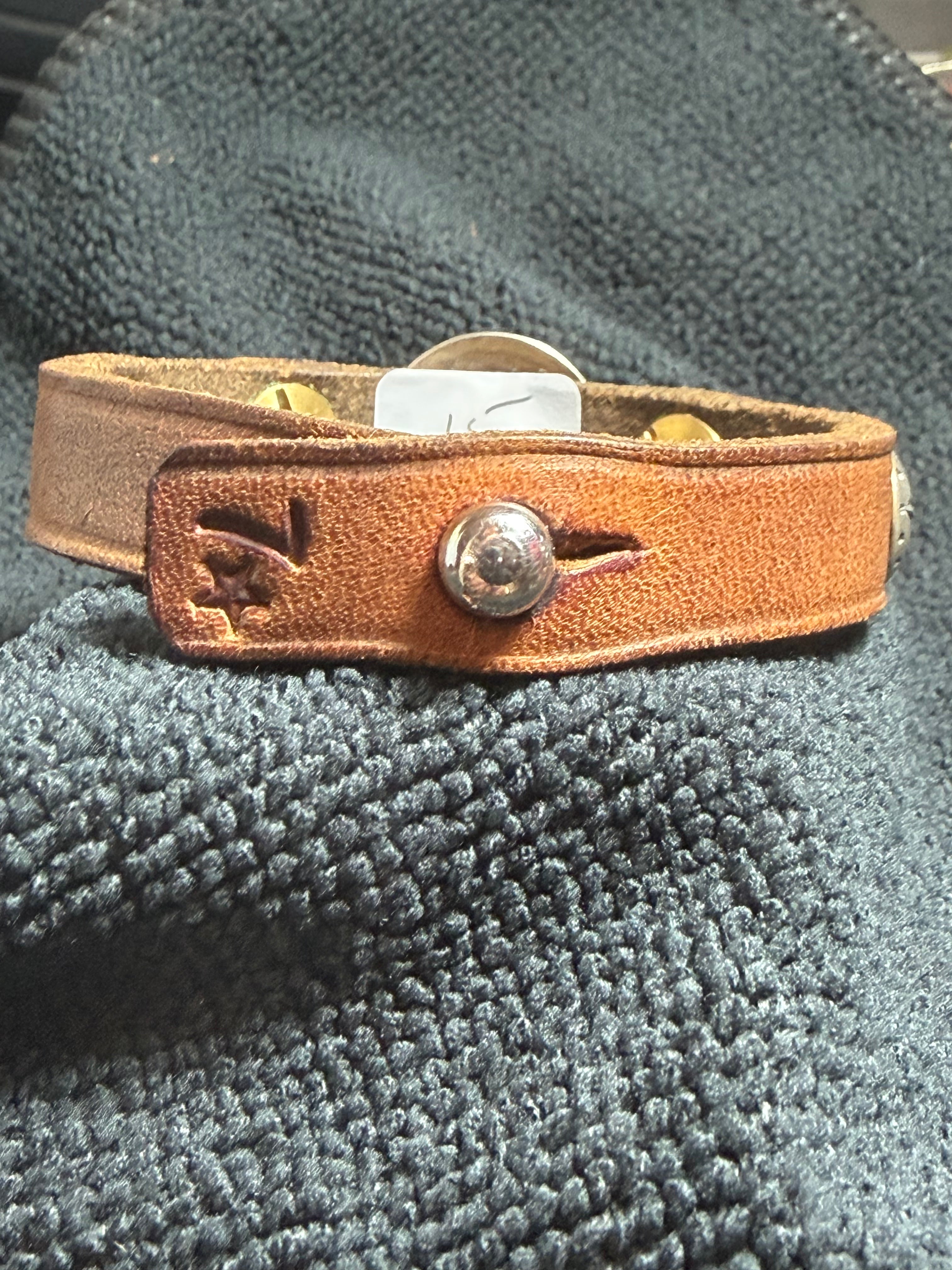 Vintage Leather Bracelet with Silver Conchos