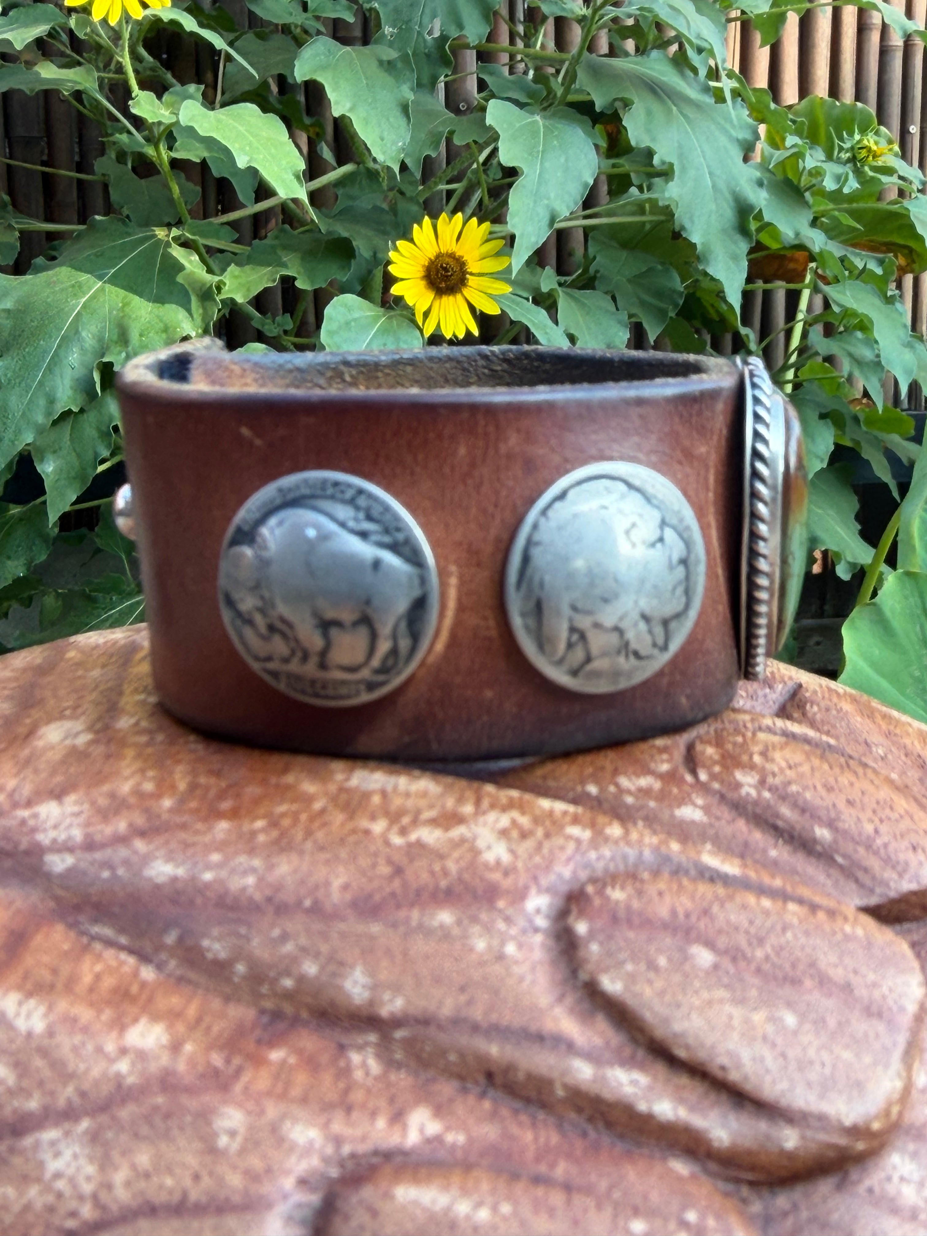 Heart Turquoise Leather Cuff Bracelet
