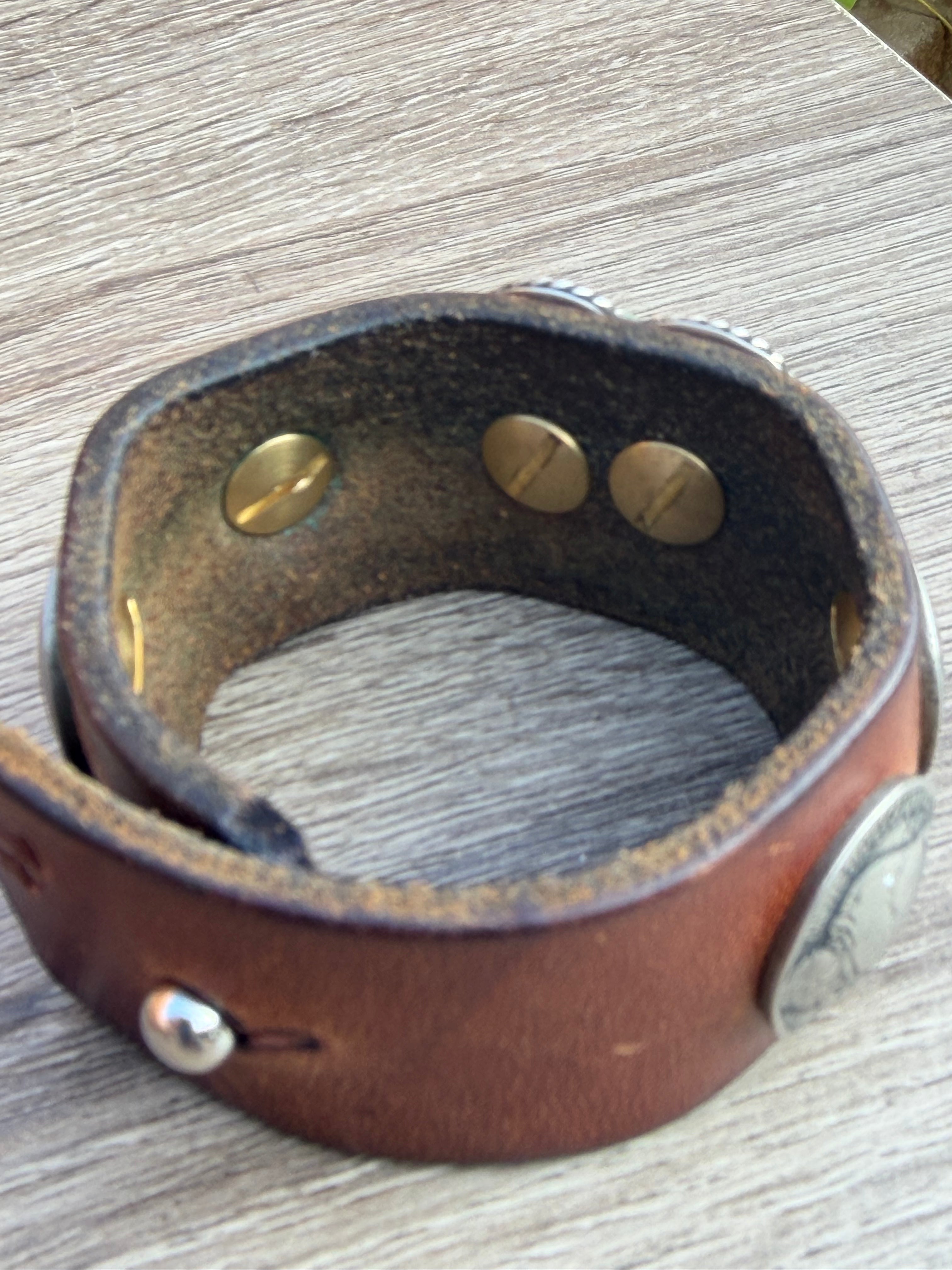 Heart Turquoise Leather Cuff Bracelet