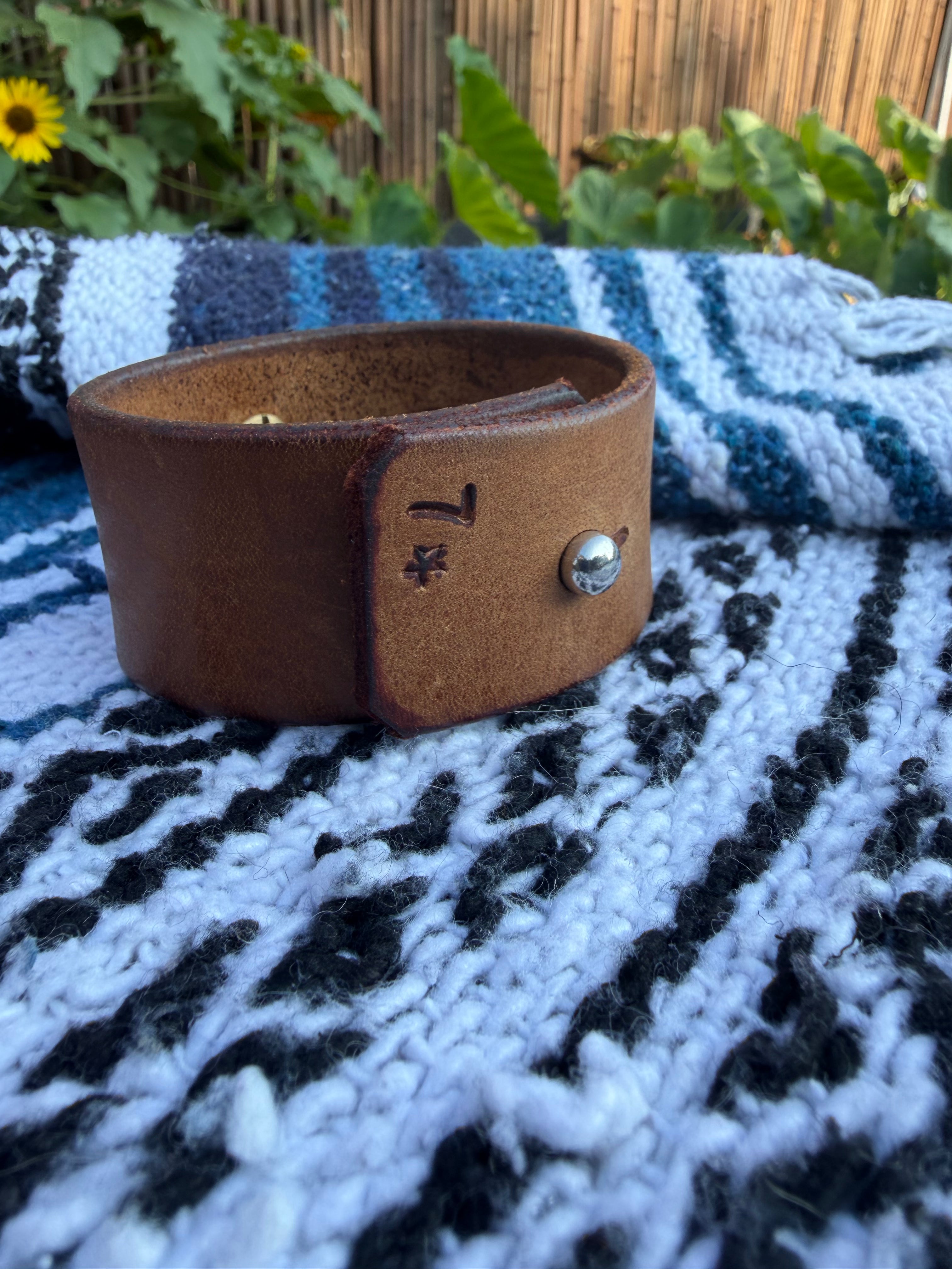 Boho Western Wide Leather Cuff | Heart-Shaped White Turquoise Stone