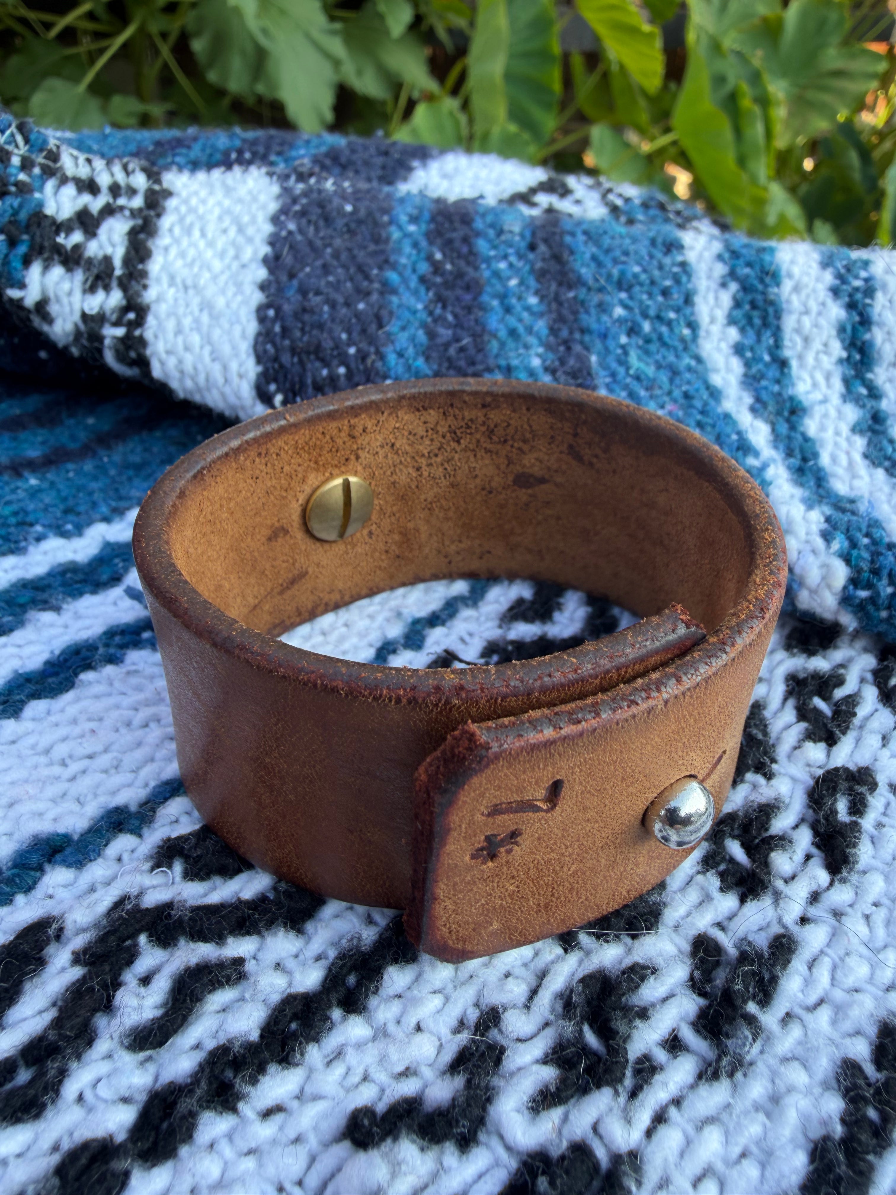 Boho Western Wide Leather Cuff | Heart-Shaped White Turquoise Stone