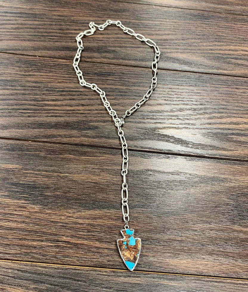 Lariat Arrowhead Gemstone Necklace