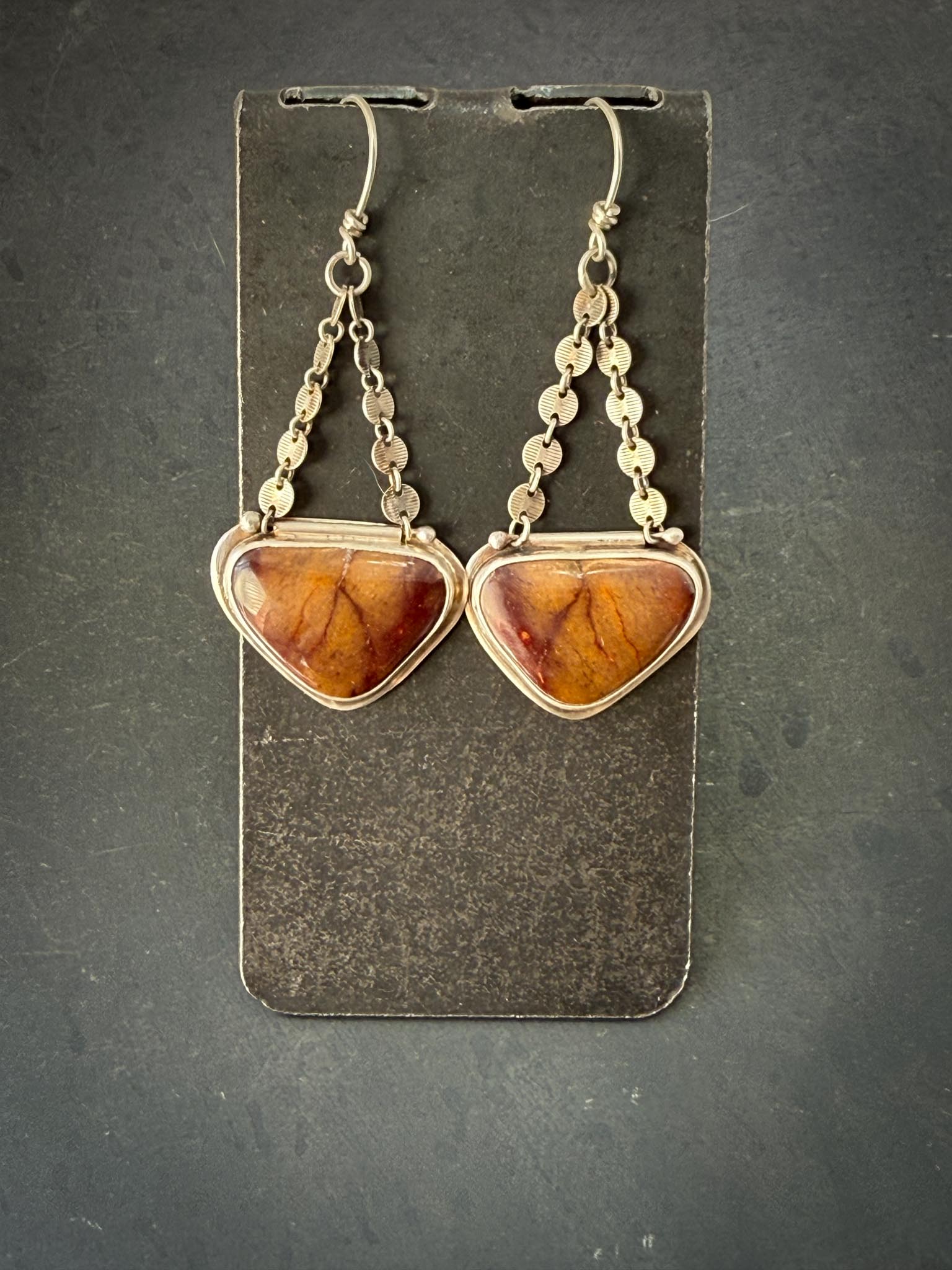 Mookeite Jasper Earrings | Sterling Silver Swing Dangles | Earthy Movement Jewelry