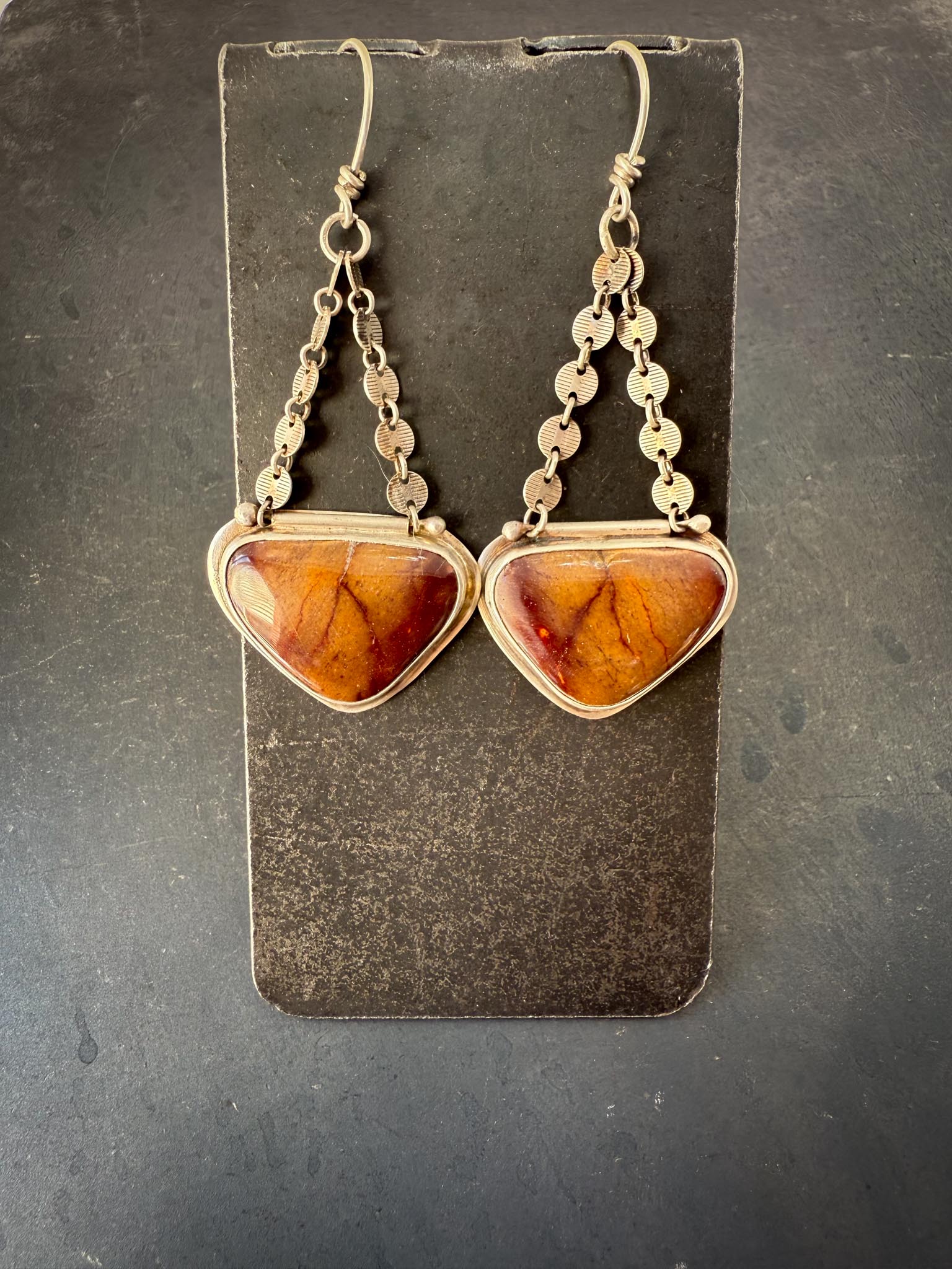Mookeite Jasper Earrings | Sterling Silver Swing Dangles | Earthy Movement Jewelry