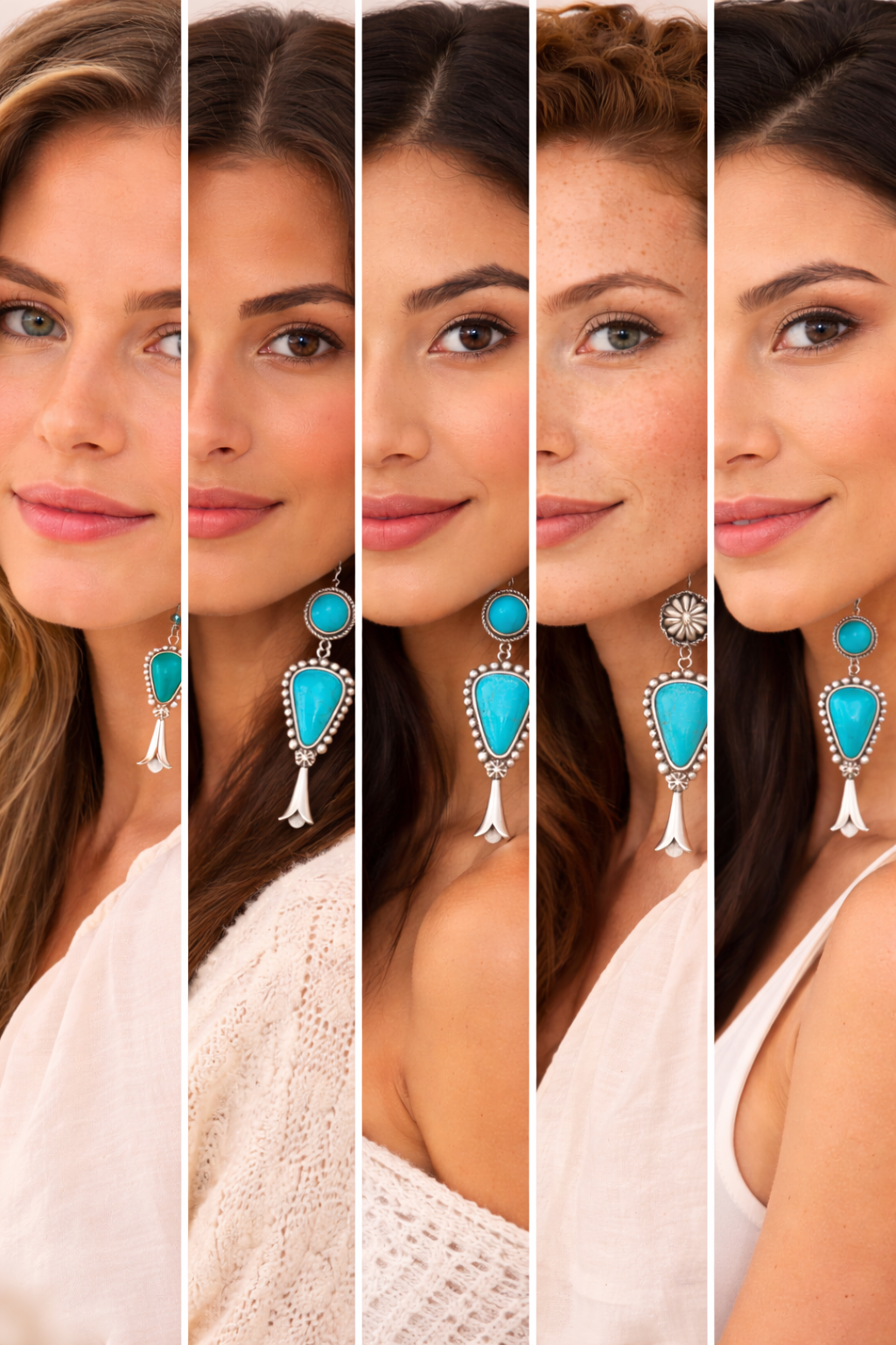 Squash Blossom Turquoise Earrings