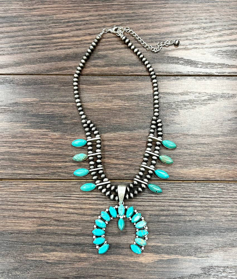 Squash Blossom Turquoise Necklace