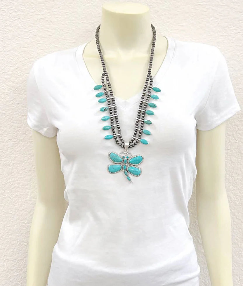 Squash Blossom Turquoise Necklace