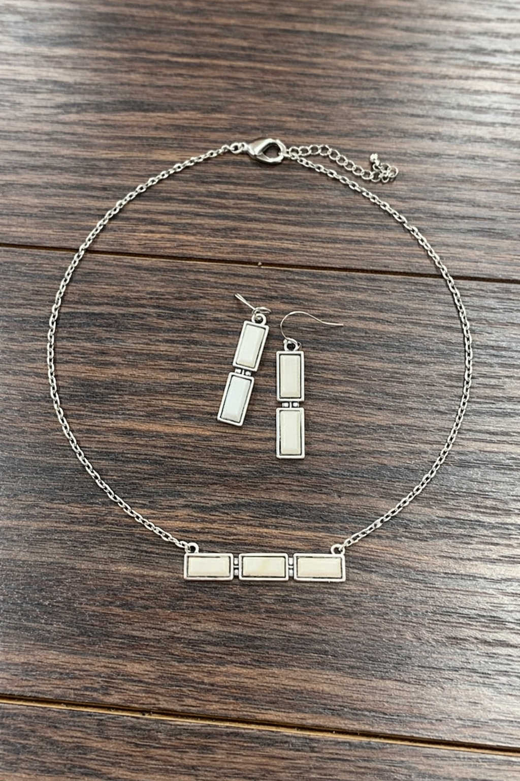 Turquoise Necklace Earring Set | 15" White Turquoise