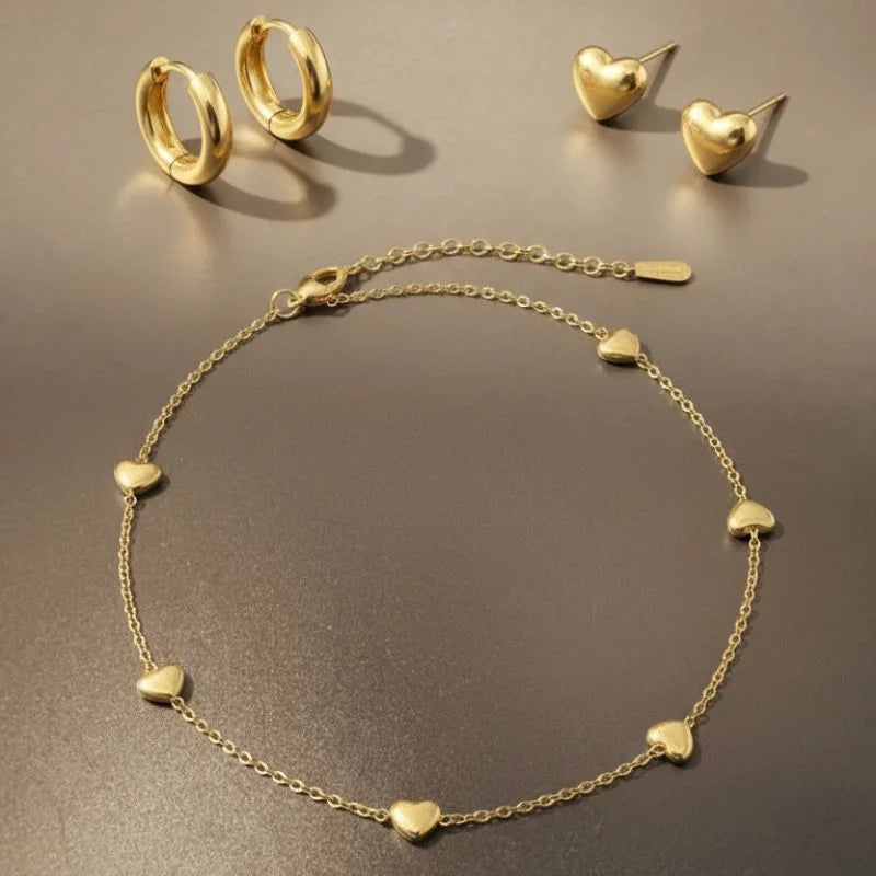 Pave Heart Necklace | Dainty Necklaces | Heart Earrings