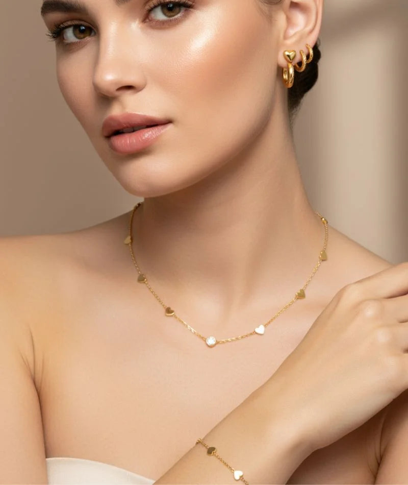 Pave Heart Necklace | Dainty Necklaces | Heart Earrings
