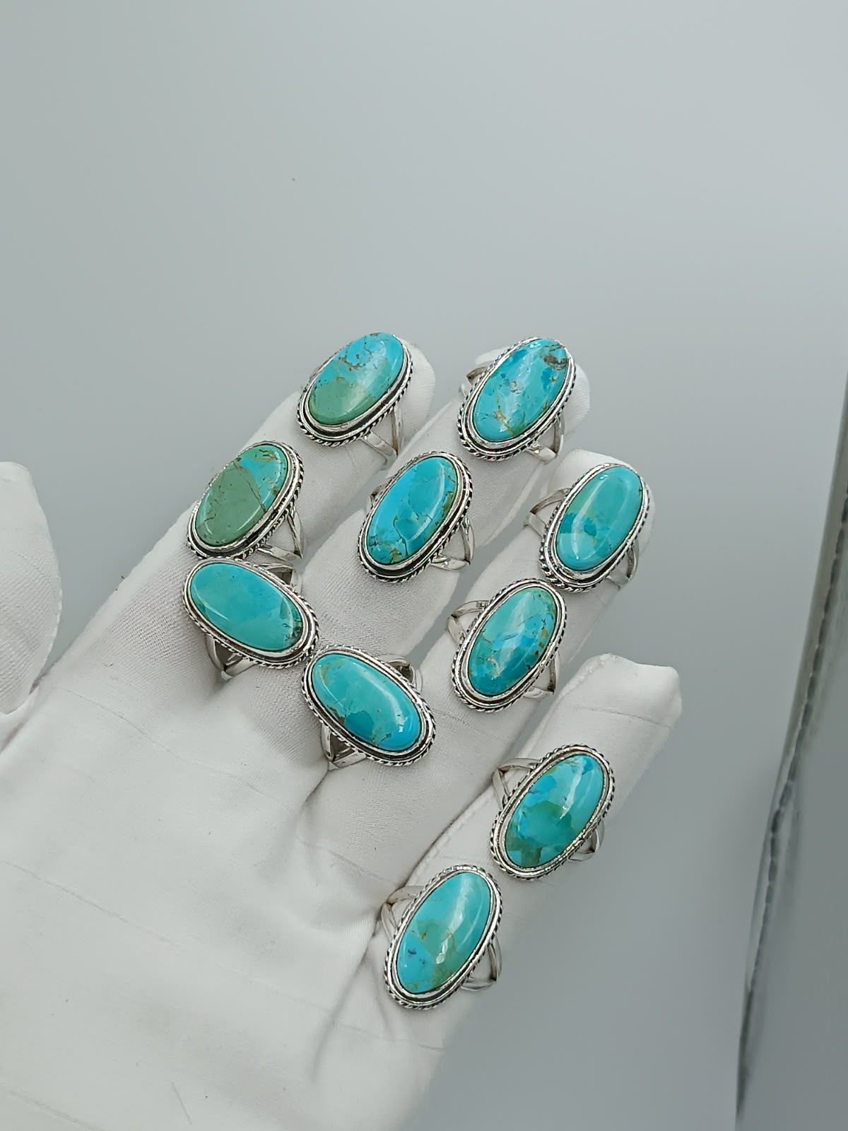 💙 Natural Turquoise Oval Rings | 925 Sterling Silver Handmade Rings | Wholesale USA