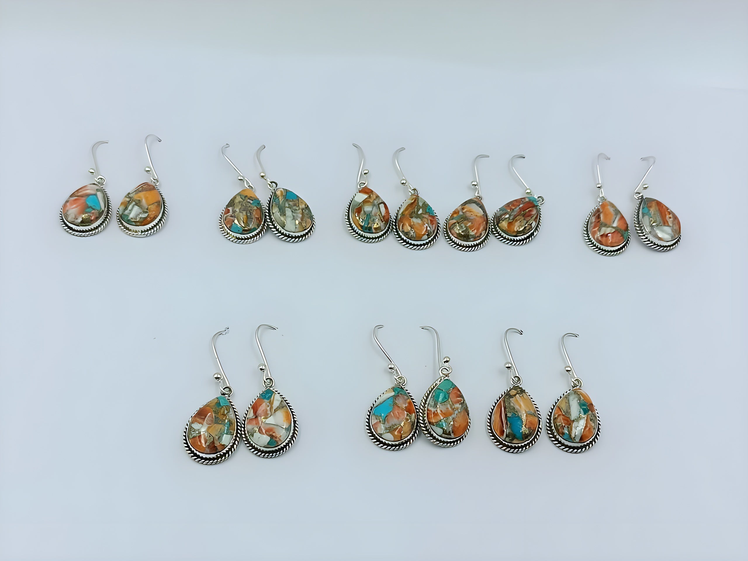 Vintage Multicolor Turquoise Teardrop Earrings – Handmade Boho Western Dangle Earrings