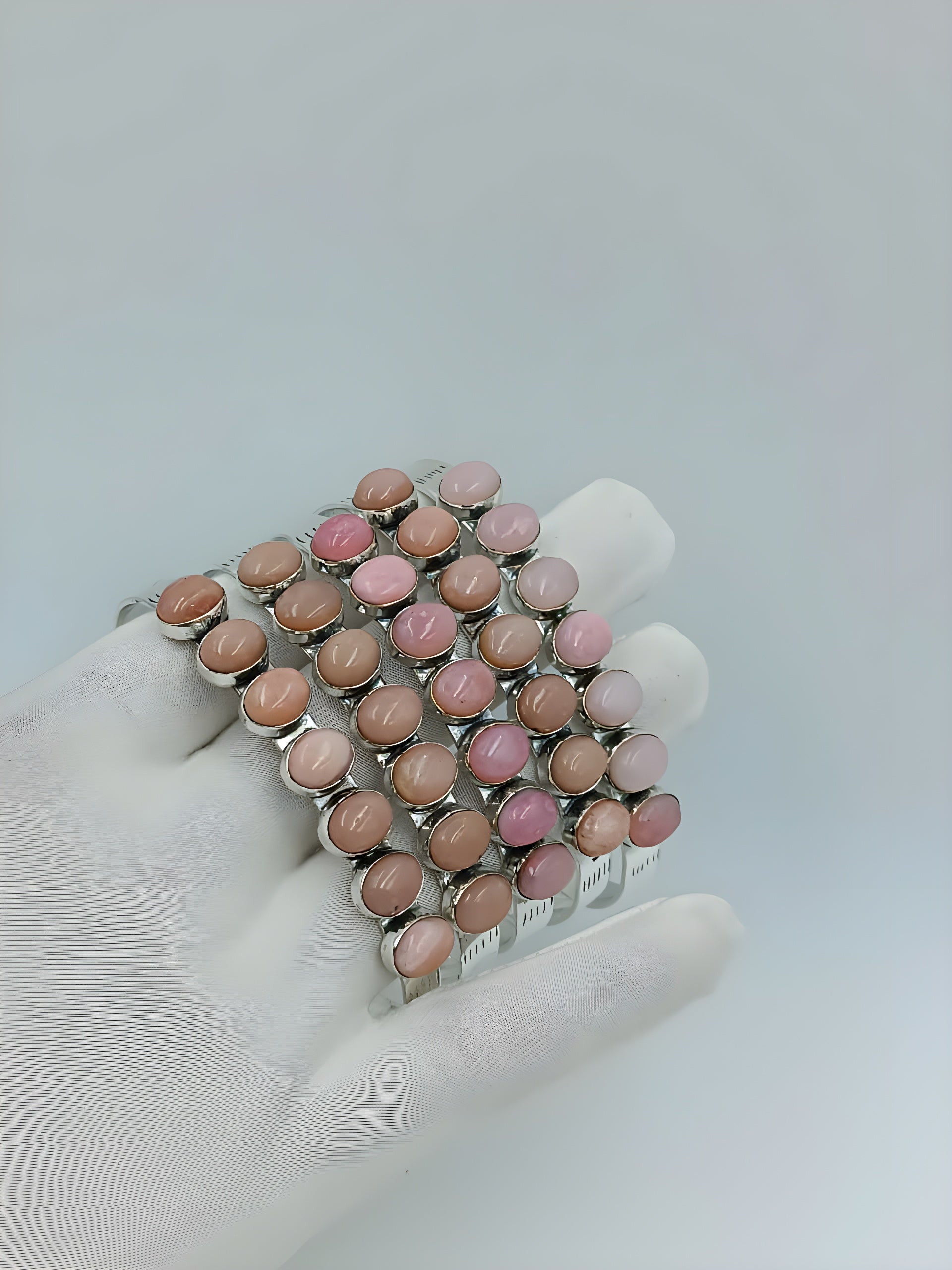 Natural Pink Gemstone Adjustable Rings – Handmade Round Stone Statement Ring Collection