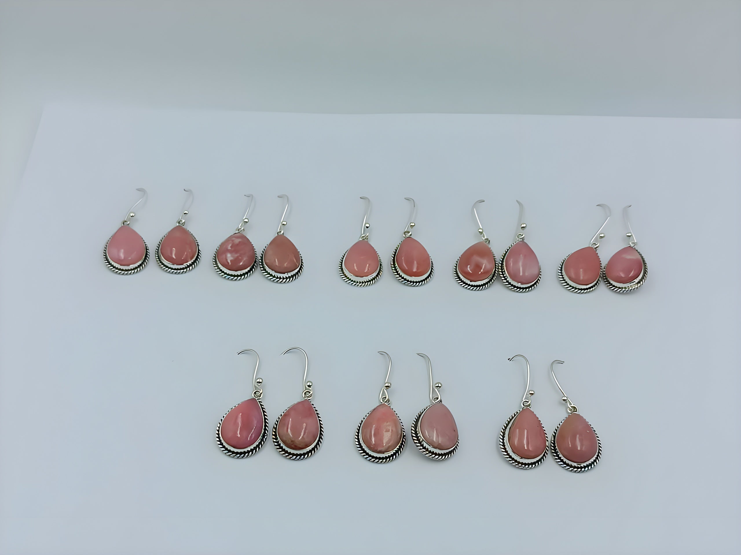 Pink Opal Teardrop Dangle Earrings – Handmade Western Boho Gemstone Earrings