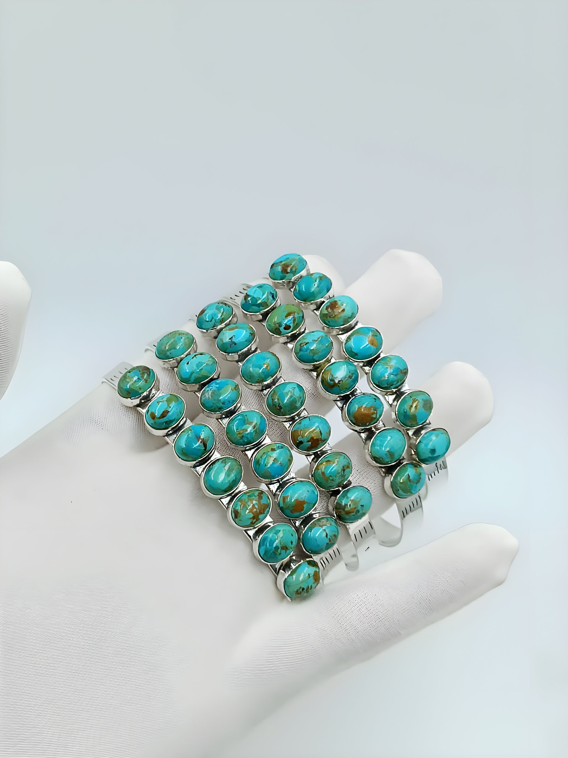 Natural Turquoise Oval Statement Ring – Adjustable Western Boho Gemstone Ring