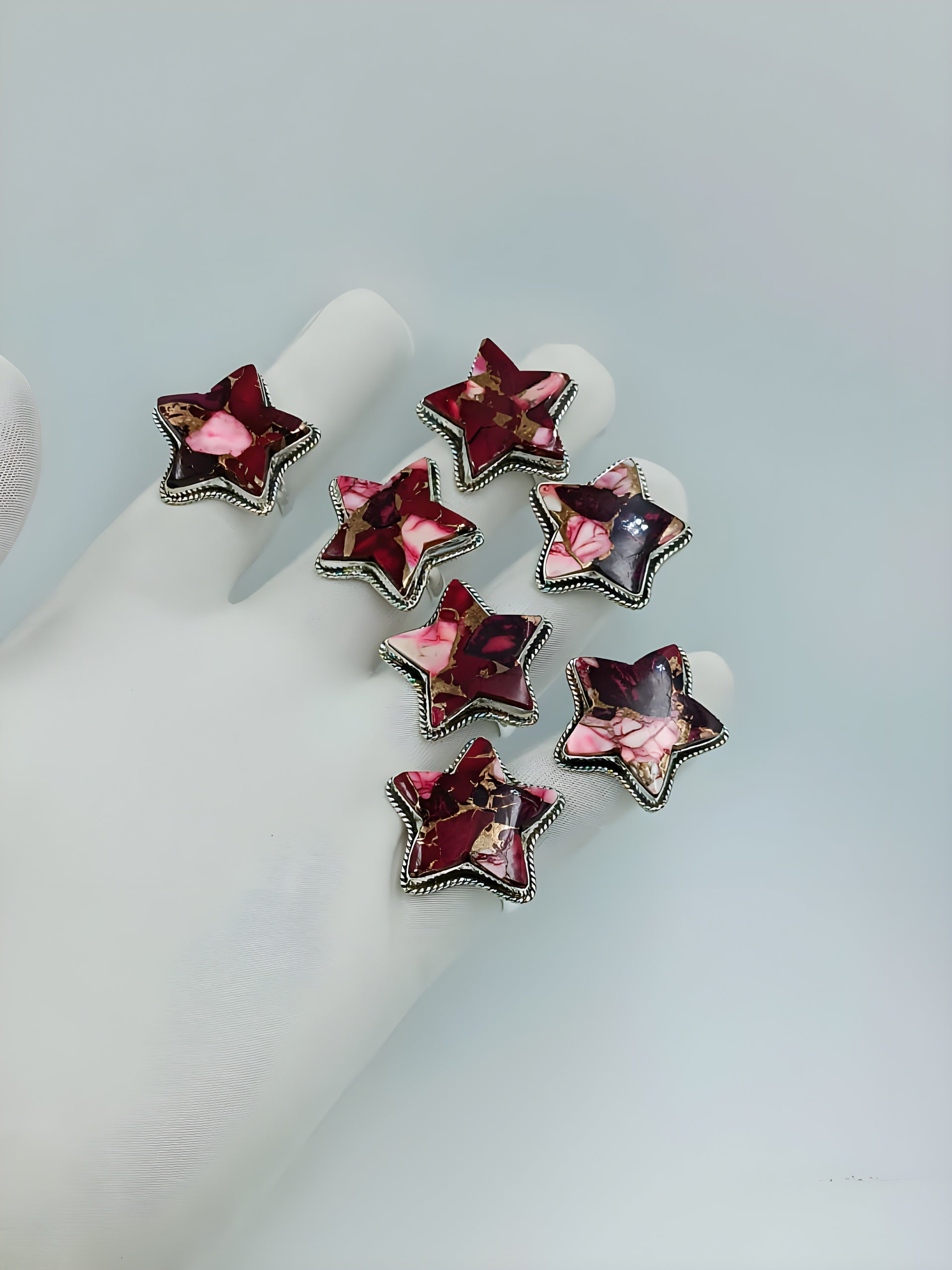 Burgundy Star Statement Ring – Adjustable Western Boho Gemstone Ring