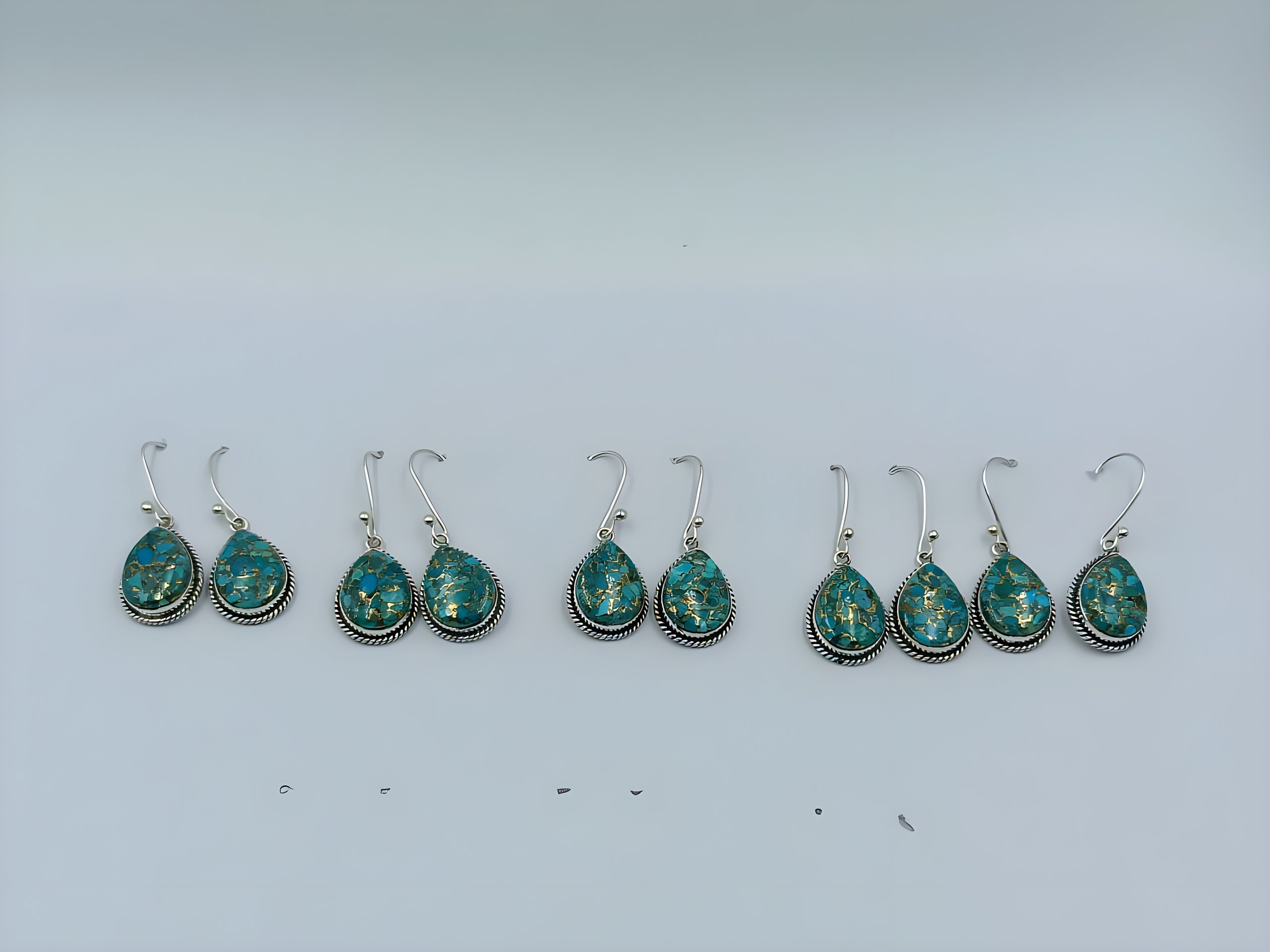 Turquoise Teardrop Dangle Earrings – Handmade Western Boho Gemstone Earrings