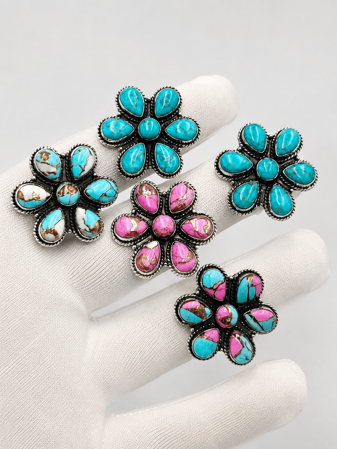 Wholesale Lot of Silver Plated Spiny Oyster Flower Rings – 925 Stamped German Silver Statement Rings
