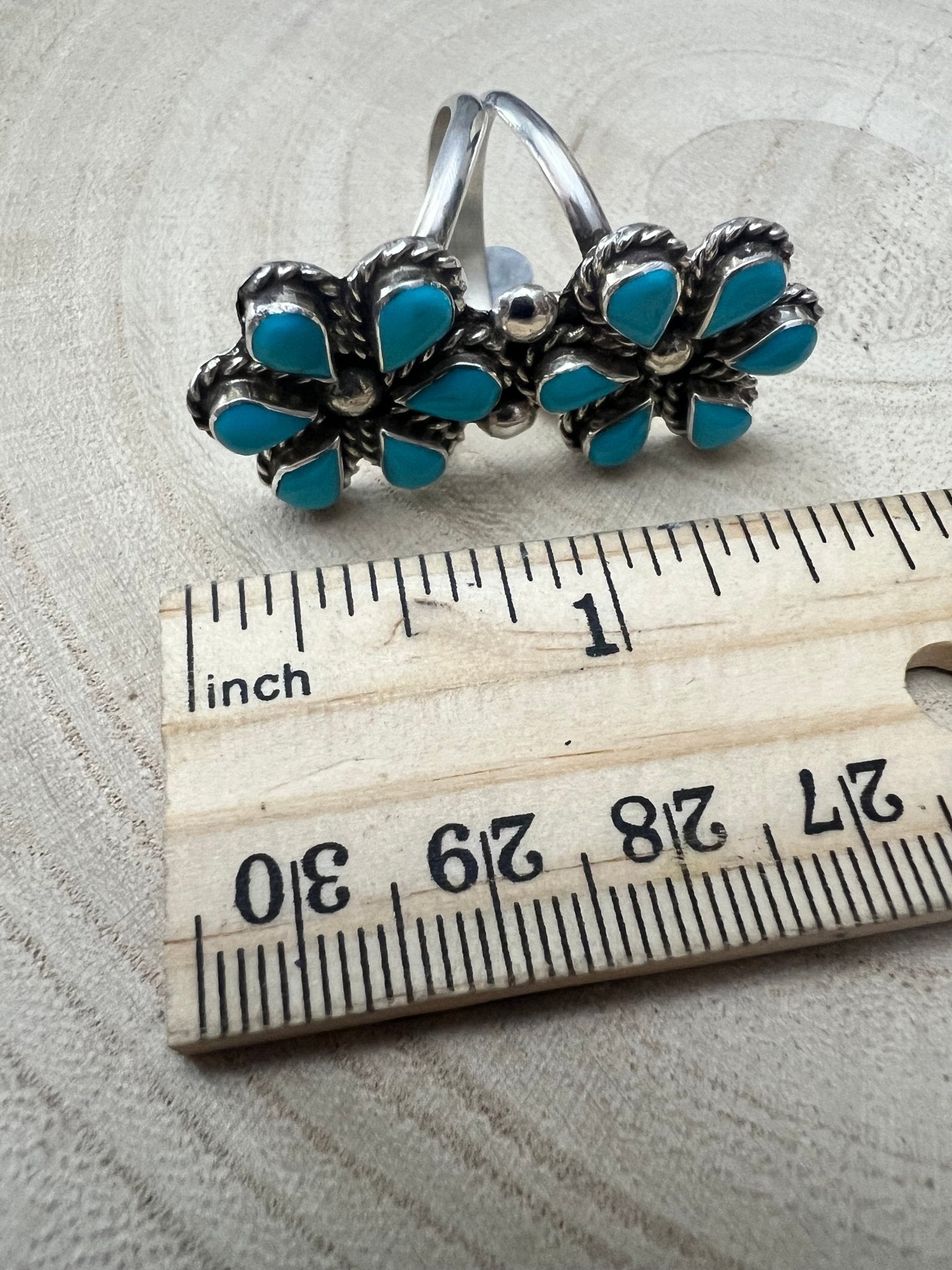 Gina Dosedo Zuni Sterling Silver Ring with Turquoise — Size 7.5 & 8.5