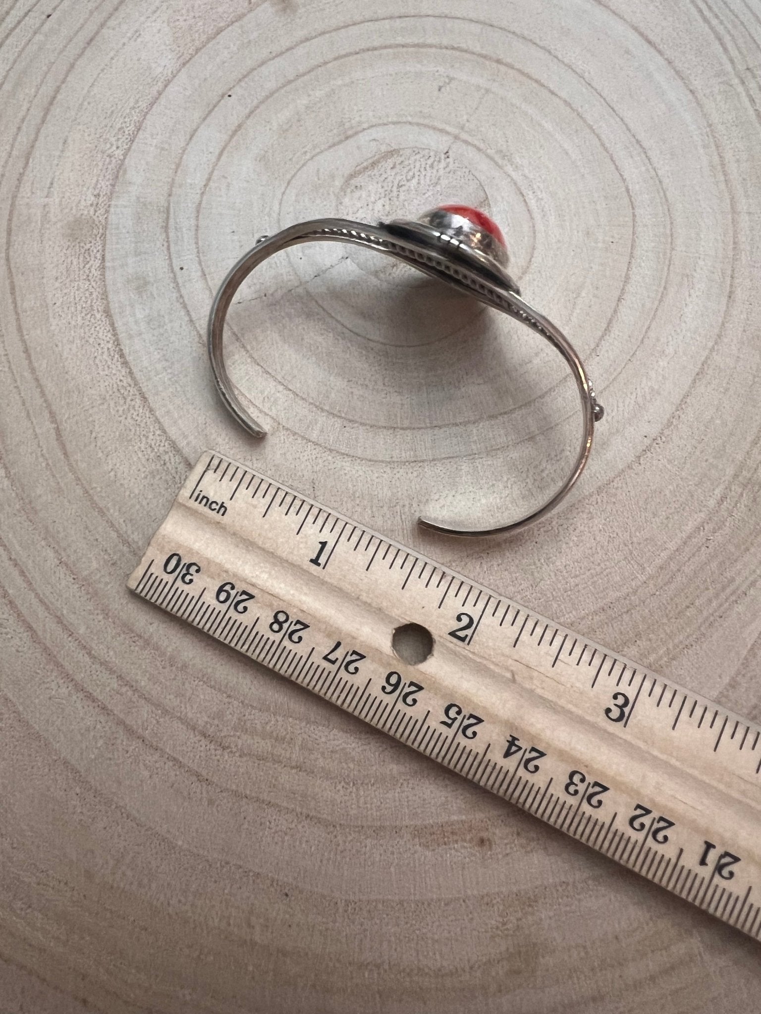 Dave Skeets Navajo Handmade Sterling Silver Spiny Oyster Bracelet — Adjustable 1 1/2" Opening