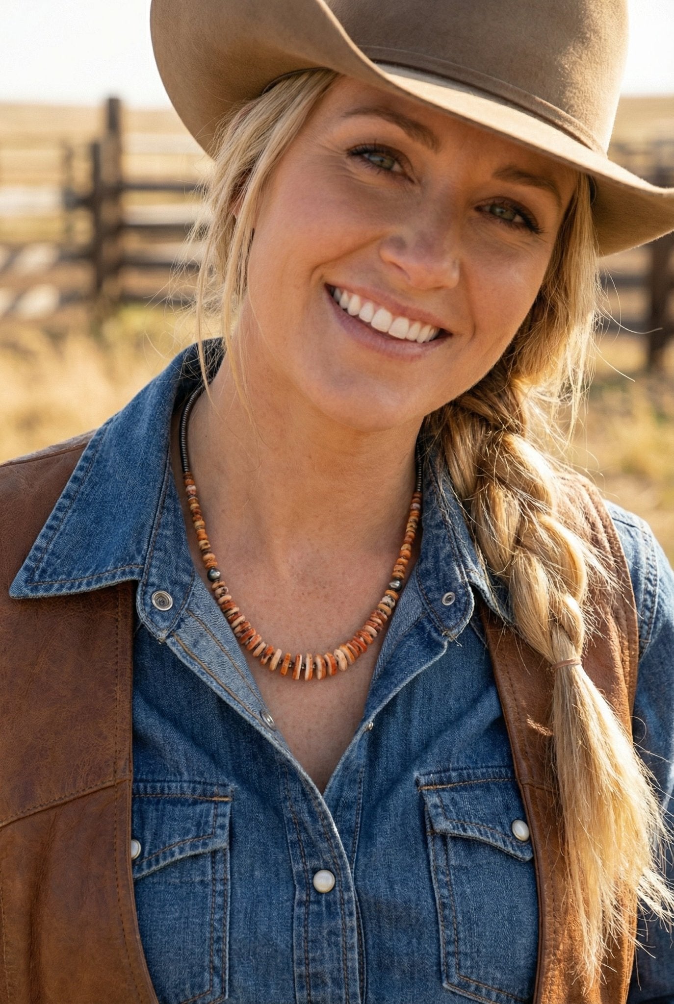 Orange & Turquoise Graduated Necklace with Sterling Silver Pearl Accents — 22 inch