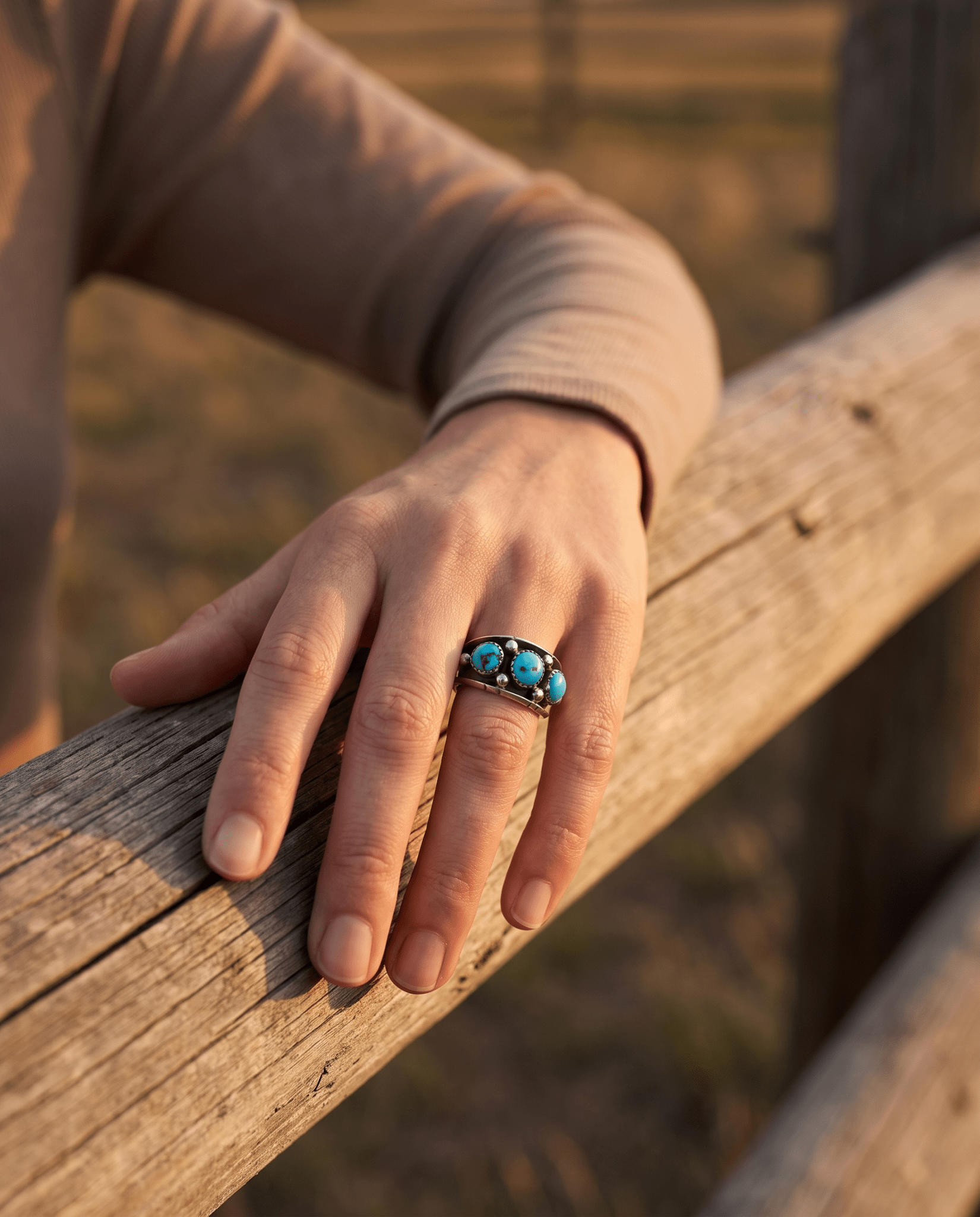 Reed Charley Navajo Kingman Turquoise Sterling Silver Ring
